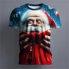Santa print t-shirt funny holiday party fashion clothing christmas harajuku short-sleeved top