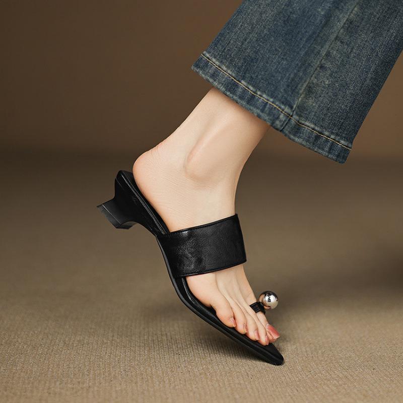 

Summer European and American fashion high-heeled slippers comfortable soft-soled large and small size women s shoes new women s sandals golden slipper 43 (customized non-return and exchange) чёрный