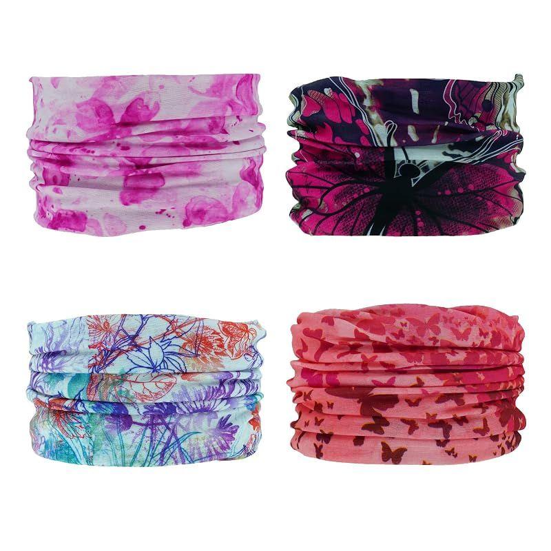 Used [NEW] [SMEHCF] 4 Multi-purpose Bandana for Women Men Headband Balaclava Hair Headscarf Face Half Airsoft Paintball Mask Neck Gaiter Breathable