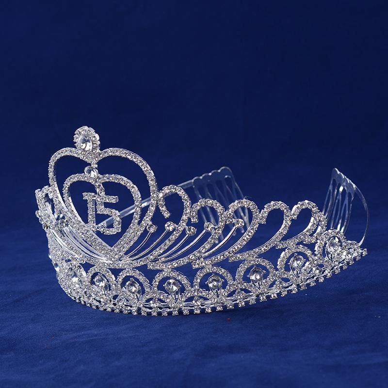 Sweet Heart Corresponding White Diamond Crown Princess Birthday Party Crown Stage Performance Accessories