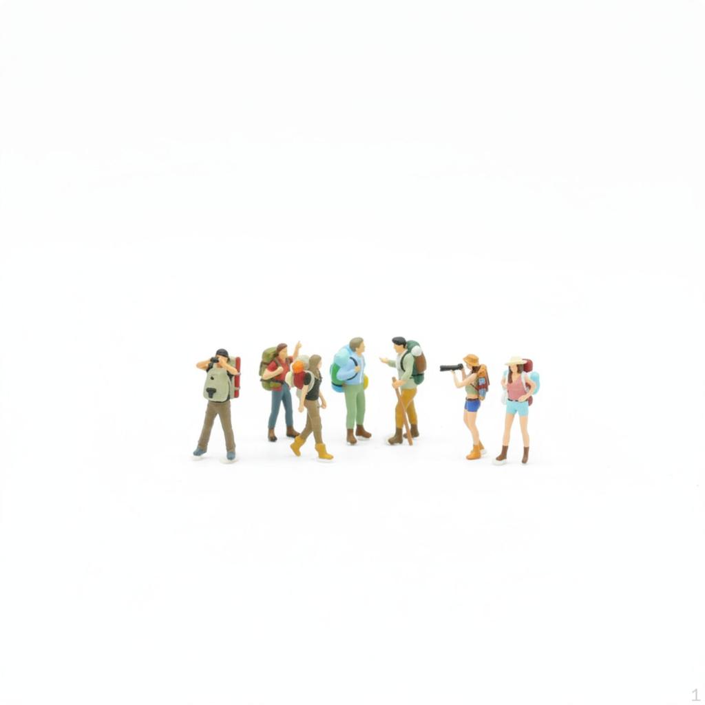 7 Pieces Backpacking Hiker Figurines Outdoor Clothing Diorama Figures Backpacks Sand Table
