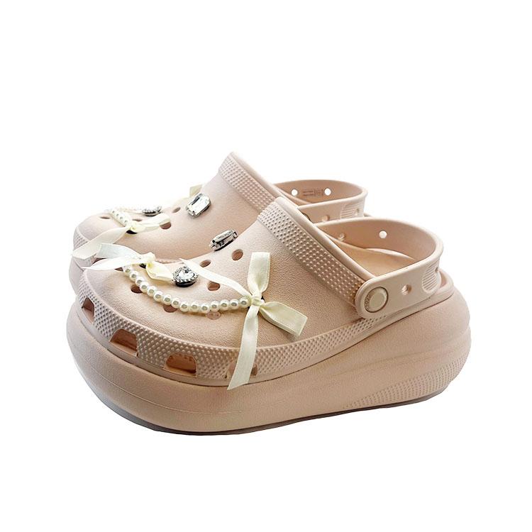 Crocs Love Knot EVA Sweet and Cute Decorative Buckle Hole Shoes Unisex Pink
