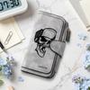 Skull Print Long Wallet Fashion Dark Style Multi Card Slot Portable Forever Purse