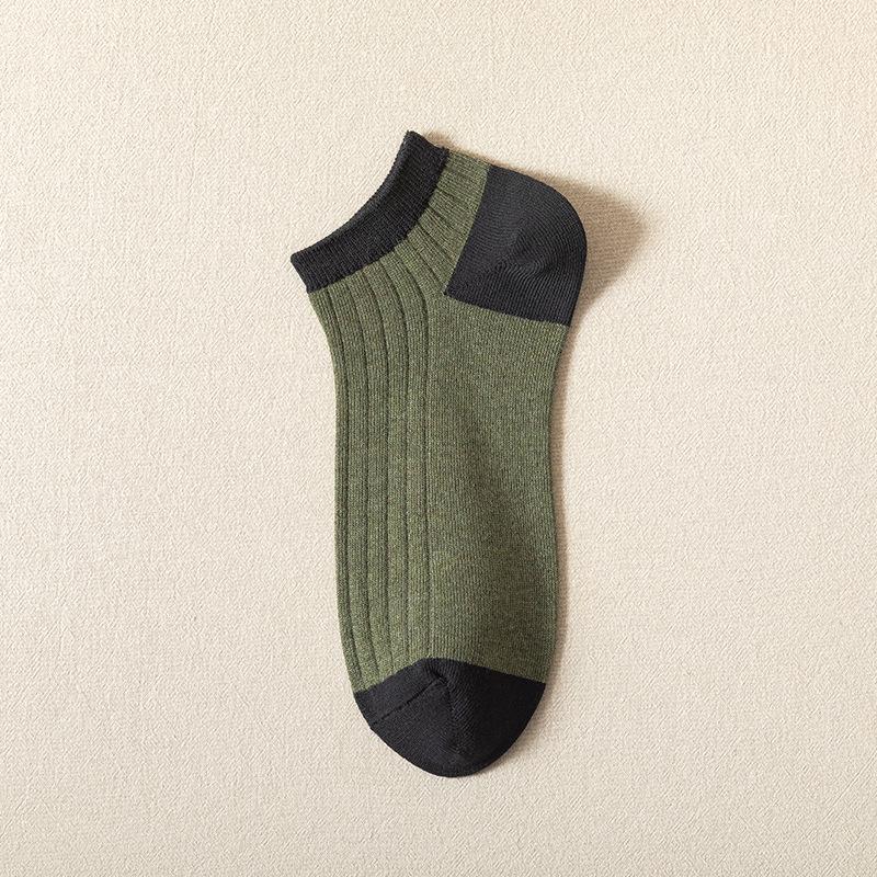 Herren Farbkombination Baumwoll-Knöchelsocken - Schweißabsorbierend, Geruchshemmend, Doppelte Naht, Dünn für Frühling/Sommer.