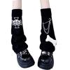 Gothic Women Leg Warmers Harajuku Punk Bone Skull Crosses Flared Knitted Foot Cover Winter Warm Long Socks Streetwe