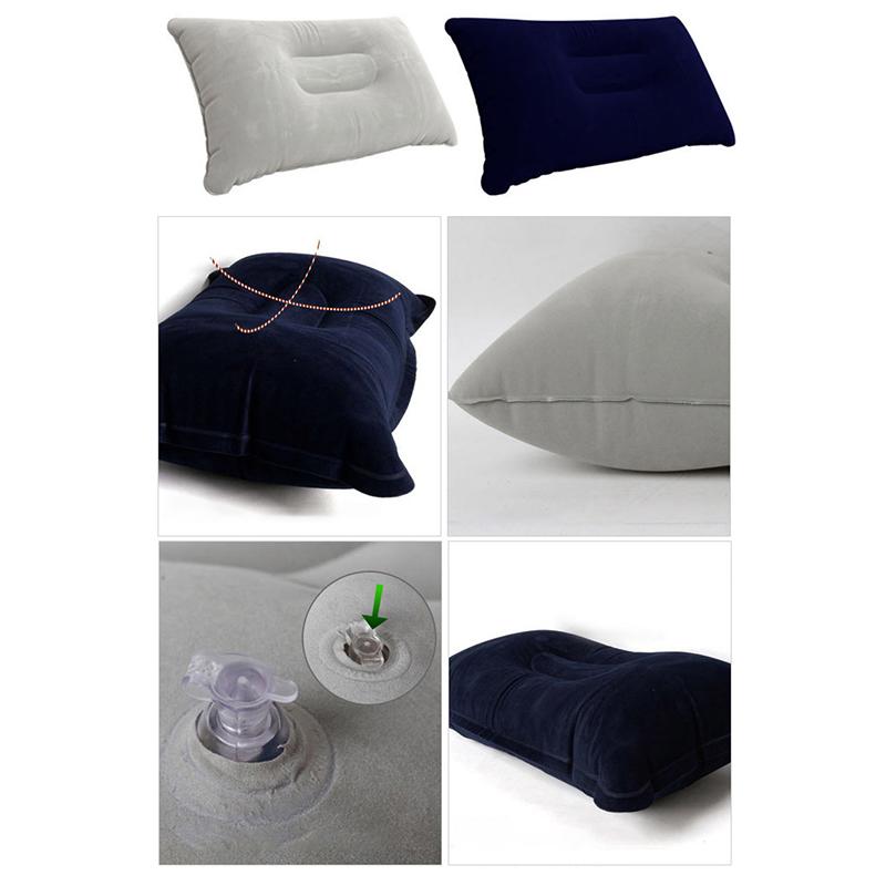 Inflatable Pillow For Camping Travel Pillowes Flocked Fabric Air Pillowes For Comfortable, Ergonomices Inflating Pillowes