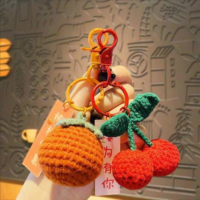 Plush Crochet Pendant New Cartoon Hand Woven Persimmon Apple Suitable for Couples Bag Pendant Accessories Bag Charm