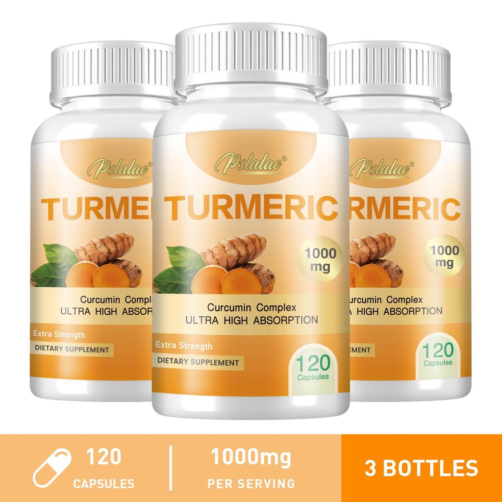 Pslalae Turmeric Capsules, for joint health, containing 1000 mg of turmeric complex, suitable for both men and women.
