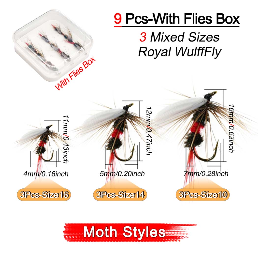 

9 шт./кор. Buzzer Ant/Royal WulffFly 2 разных стиля, приманка для ловли форели, искусственные насекомые, приманки Moth