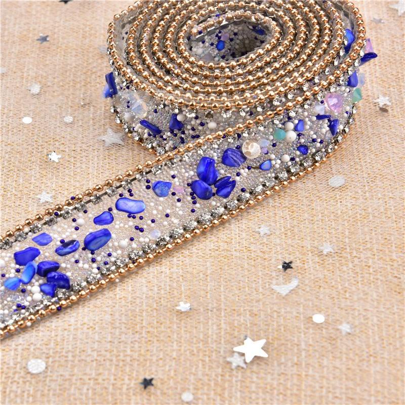 50cm/Roll Self Adhesive DIY Glitter Trim Sticker Elegant Colored Stone Dress Car Rhinestone Ribbon Phone Decor Claw Chain Tape