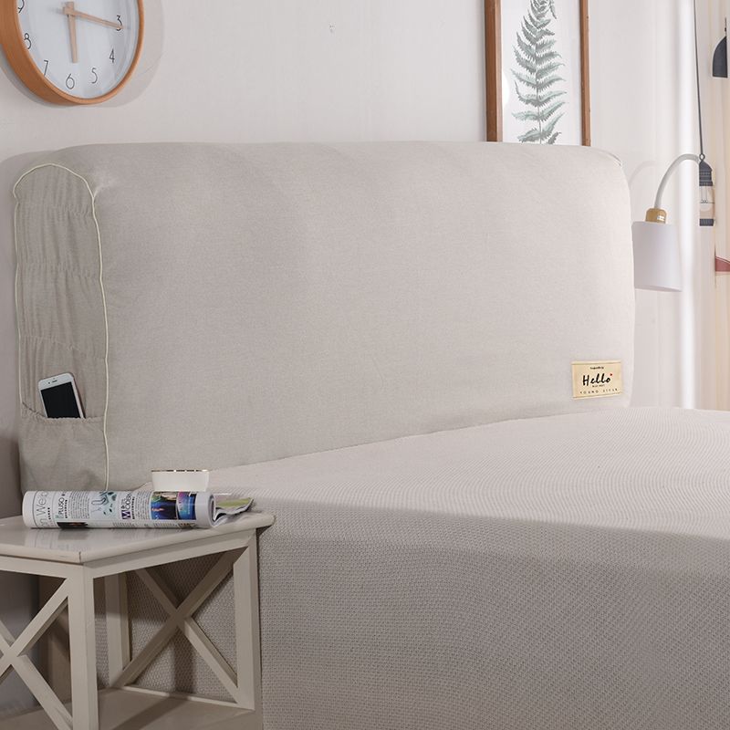

and Linen Elastic All-Inclusive Bed Cover Cover Leather Bed Seat Back Cover Soft Cover Dust Cover Protective Cover Minimalist Fabric Bed Head Cover Beige 120*60*30cm