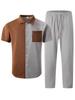 26th Anniversary Men's Plaid Patchwork Short Sleeve Shirt & Pants Set