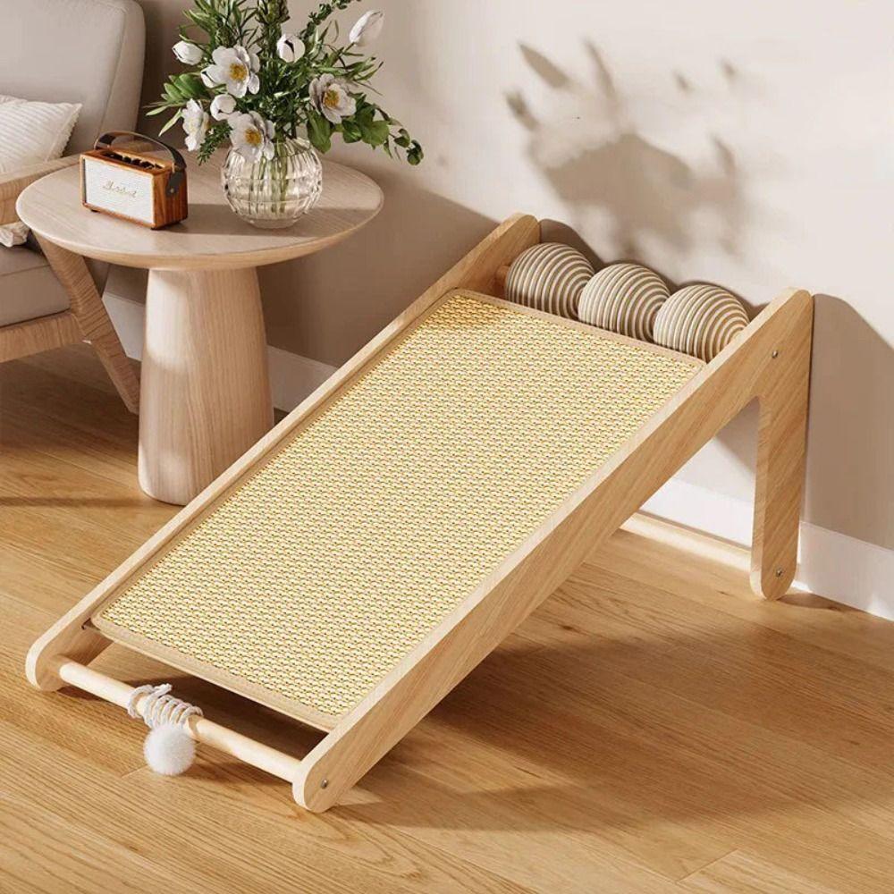 Wooden Pet Cat Scratching Board Hemp Rope Cat Scratcher Mat Durable Cat Scratching Post  Pet Cat