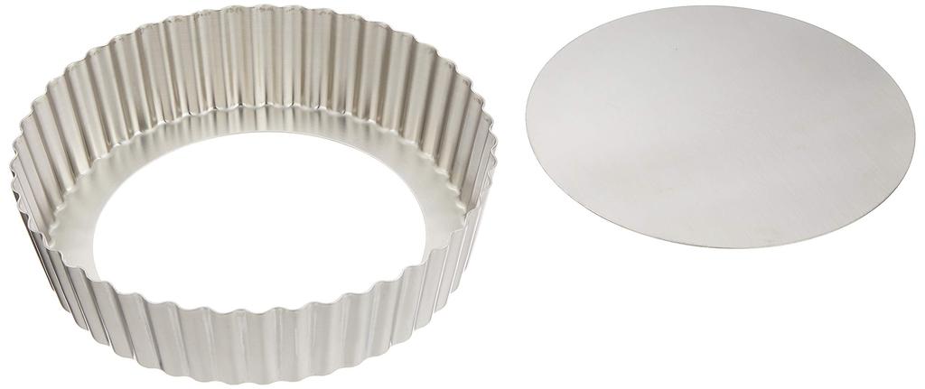 Suncraft Quicheform med löstagbar botten, 18 cm, Tillverkad i Japan, Rostfritt stål, för pajer och konfektyr, PP-695, Silver