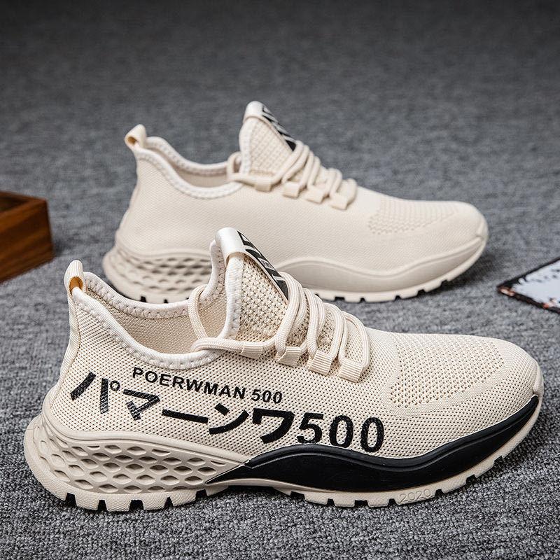 Round head mesh casual shoes men's front lace-up sports style casual shoes breathable low heel mesh shoes men's sports single shoes