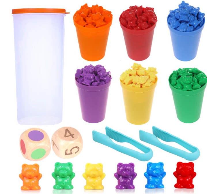 Kleiner Bär Montessori Mathespielzeug: Regenbogen Sortier- & Zählhilfe