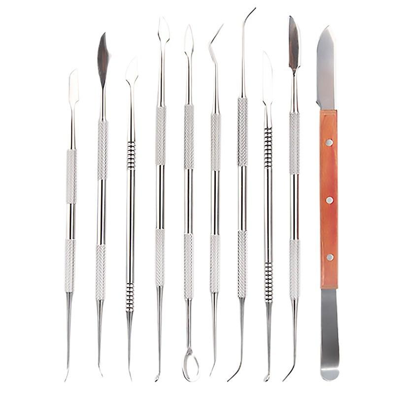 Ten-Piece Stainless Steel Sculpting & Carving Knife Set for Clay, Pottery, Wax, and Dental Models.