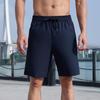 Calções Masculinos Cintura Média Elástica Cordão Ajustável Calções Casuais com Bolsos Cor Sólida Calções de Praia para Viagem