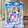 Rainbow Unicorn with Stars Theme blanket Lightweight Warm Flannel Blanket Decorative Throw Blanket for Home Decoration