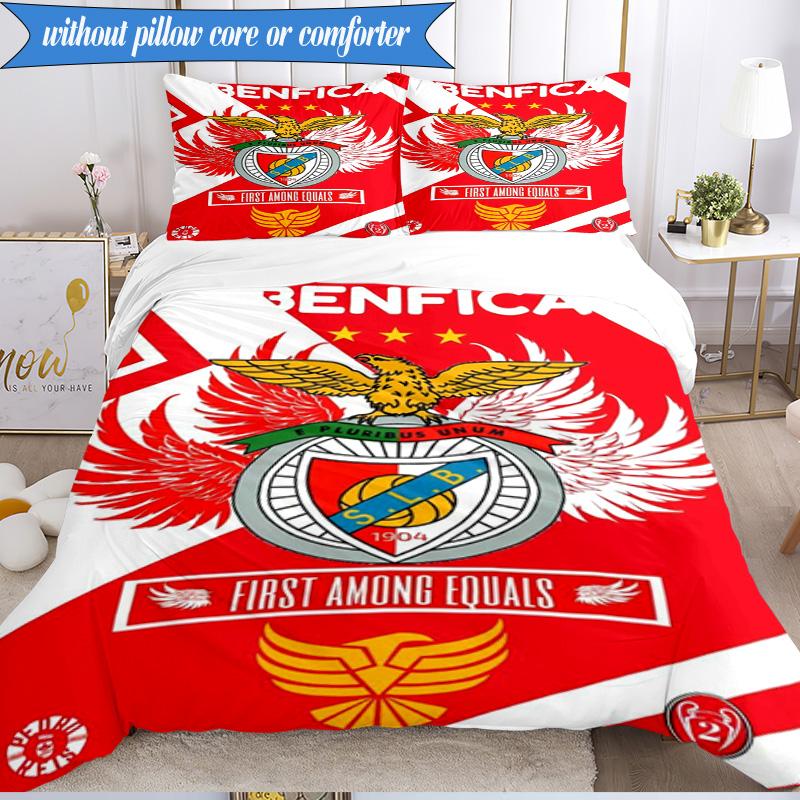 3PCS Benfica Football Club Printed Soft Bedding Set,Including 1pc Duvet Cover And 2pcs Pillowcases Perfect for Bedroom, Dormitory, Fan gift