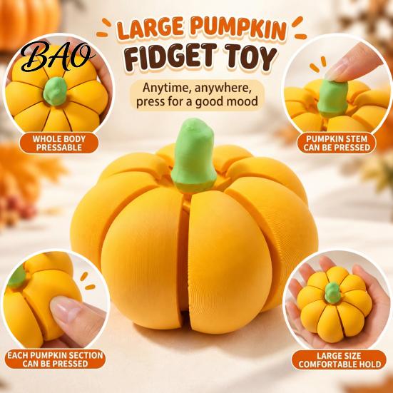 Office Relaxation Fidget Toy 3D Printed Pumpkin Clicker, Stress Relief Clicky Toy, Finger Clicker Mini Halloween Thanksgiving Harvest Holiday