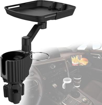 VICHE CATT Portavasos para Bebidas de Coche con Bandeja Ajustable para Accesorios de Coche, Portavasos de 2 Tazas, Altura, (Negro)