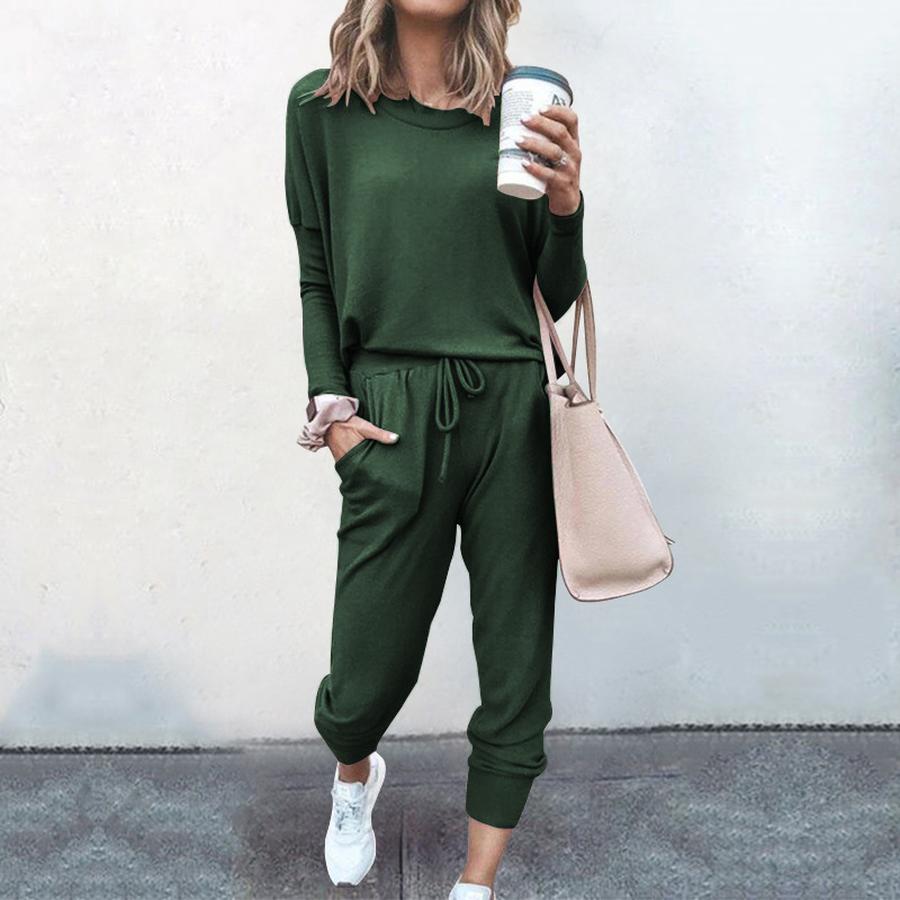New Autumn Winter Women's Clothing Set - Loose Fit Solid Long Sleeve Casual Outfit