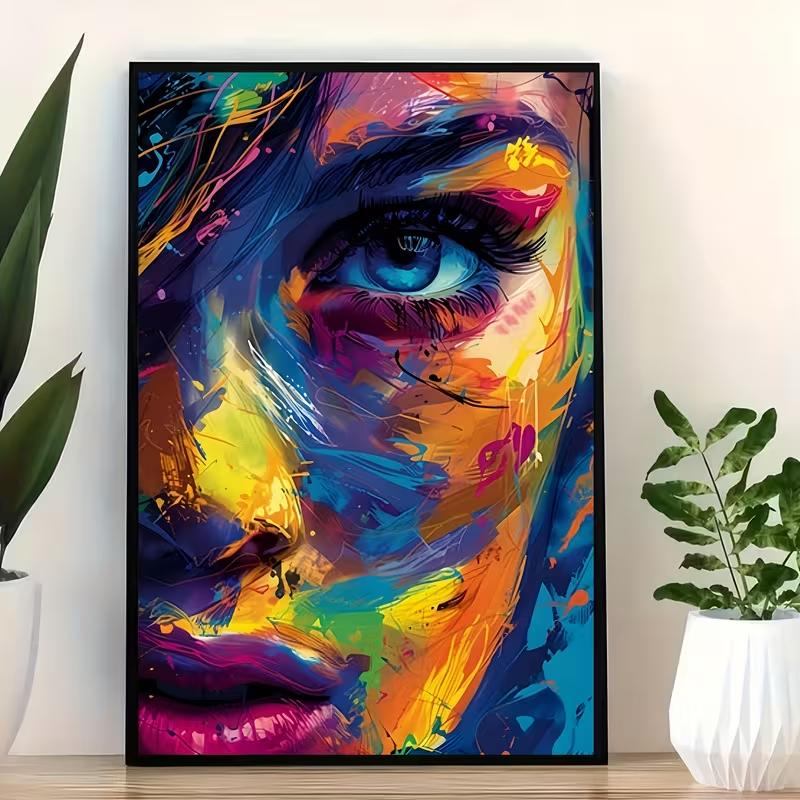 A Canvas Print Featuring an Abstract Graffiti-Style Portrait, Ideal for Modern Decor. 21X30CMNo Framed