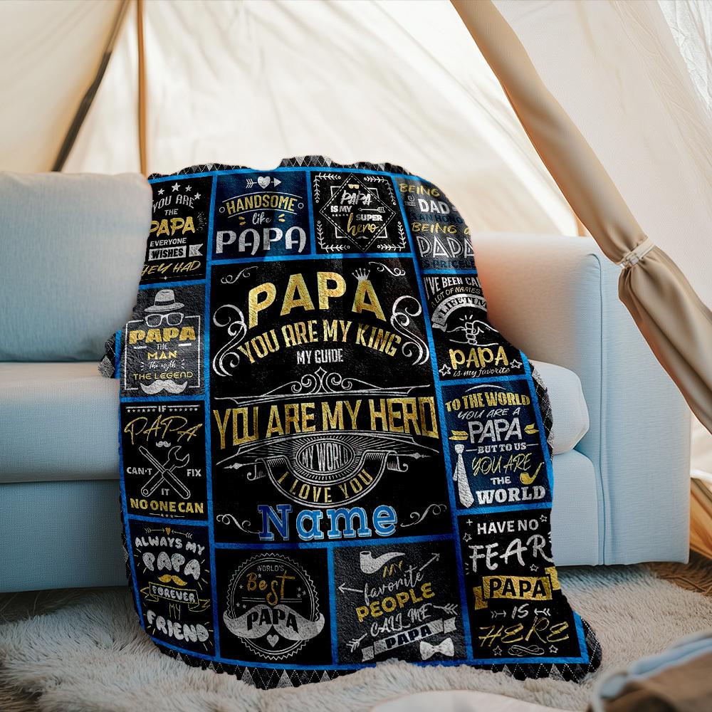 240Gm2 Celebrating Fatherhood Outdoor Customize Your Name Blanket Comfortable Soft Lightweight Multipurpose Blanket For Travel Camping Picnics Sofa