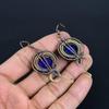 Lapis Lazuli 999 Copper Wire Wrapped Earrings, Handmade Gemstone Earrings Jewelry, Gifts For Wife Brand New Earrings