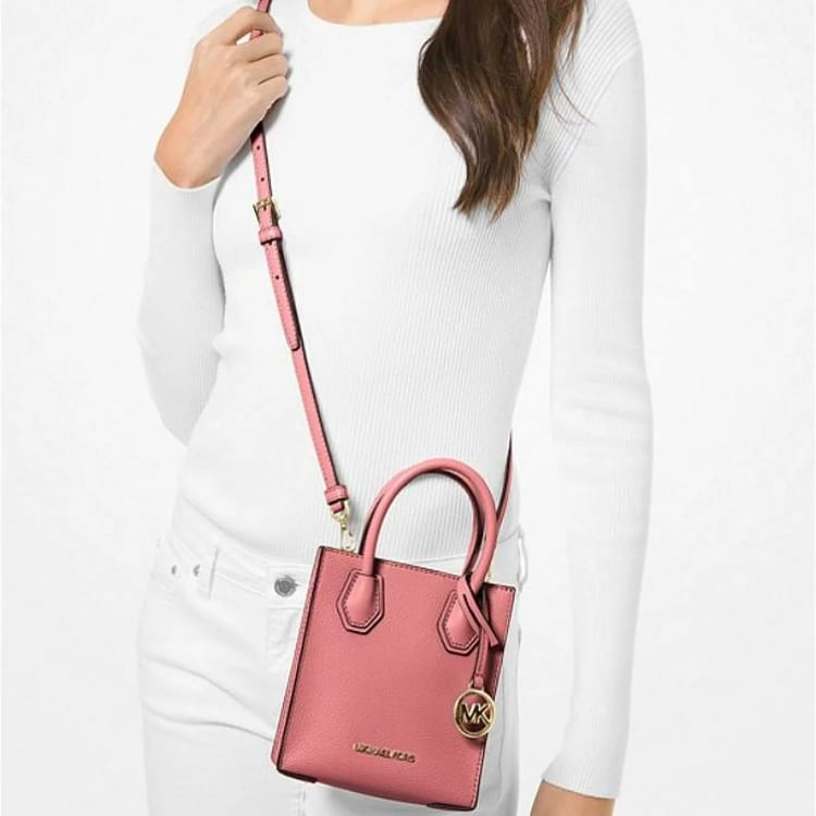 MICHAEL KORS Mercer Leather Tote Bag, Shopping Bag, Handbag, Shoulder Bag, Crossbody Bag Mini Women's Pink 35S1GM9T0L-TEA ROSE