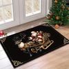 Christmas Happy Front Door Carpet Santa Claus Indoor Entrance Black Anti-Slip Floor Mat Holiday Home Decoration