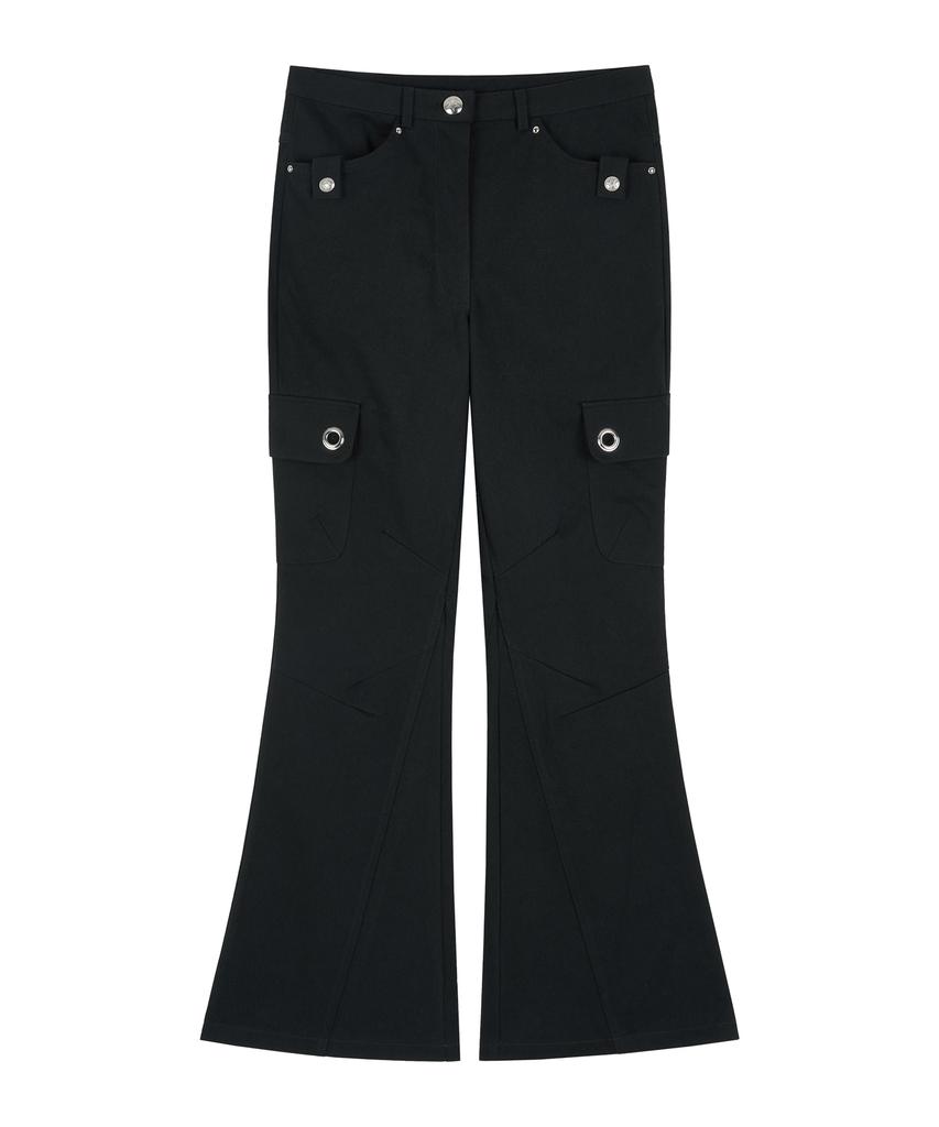 Awoseiawo Eyelet Cargo Studded Bootcut Pants Charcoal