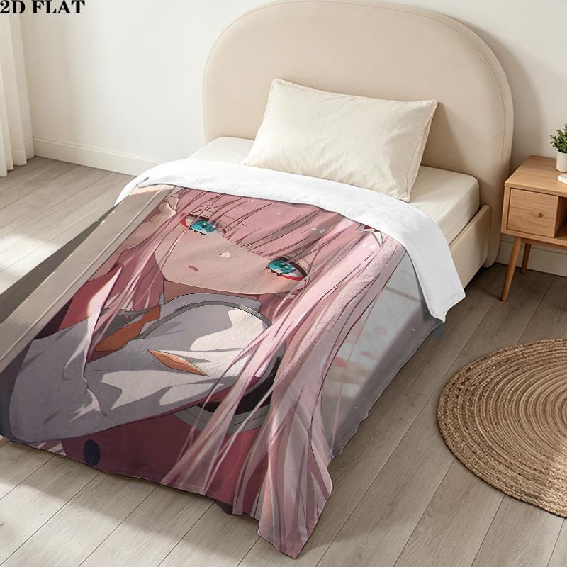 1PC Franxx Zero Two Patterned Flannel Blanket Suitable For All Seasons For Home Decor Warmth And Comfort Gifts Holiday Present