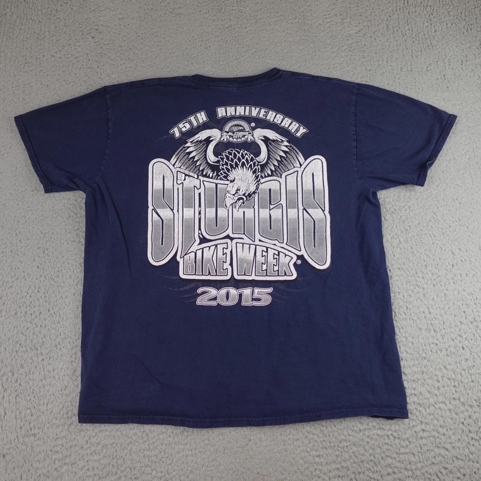 Sturgis Shirt Mens Extra Large Blue Eagle Bike Week 2015 Biker Graphic Pocket M