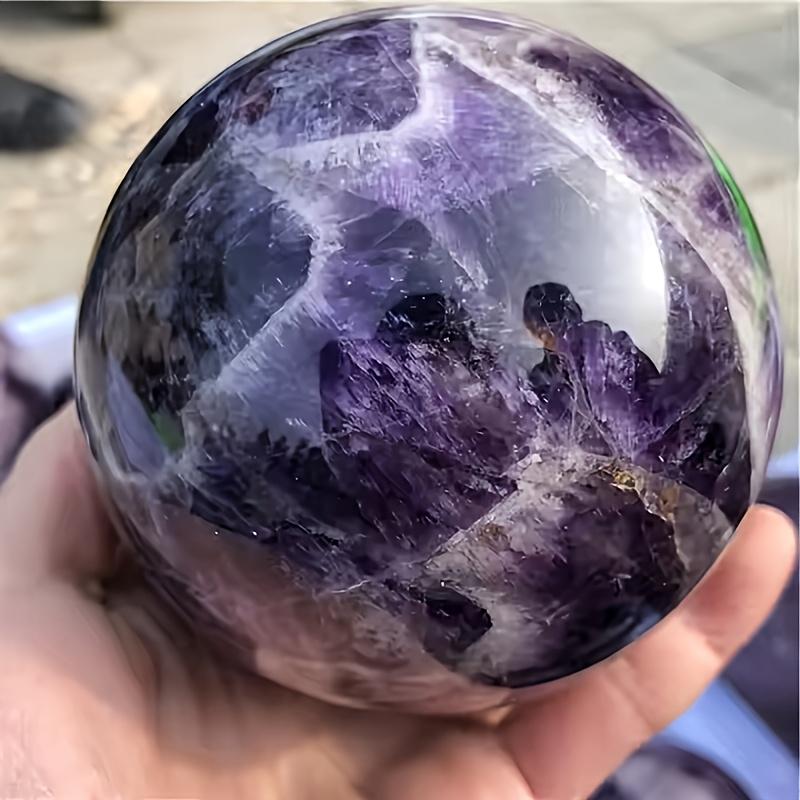 Natural Crystal Dream Amethyst Sphere Polished Crystal with Engraving Technique for Home Decor (as the picture,6-7cm)