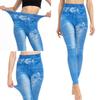 Chic Butterfly Print Faux Denim Butt-Lifting Leggings for Women