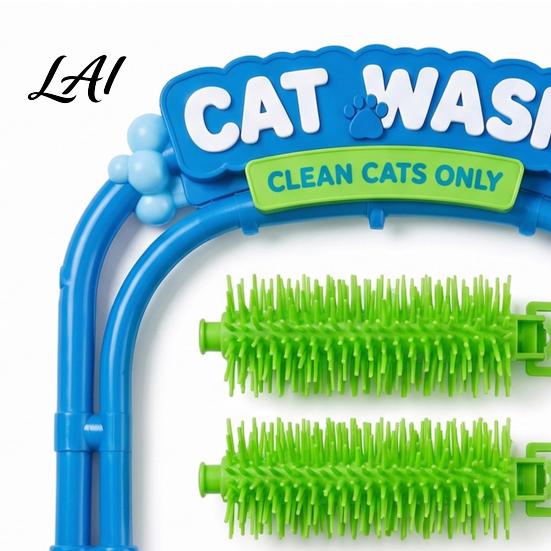 Stazione di Toelettatura per Animali Stazione di Lavaggio per Gatti Strofinamento Morbido con Spazzole Auto-Toelettanti Accessori Design per Auto