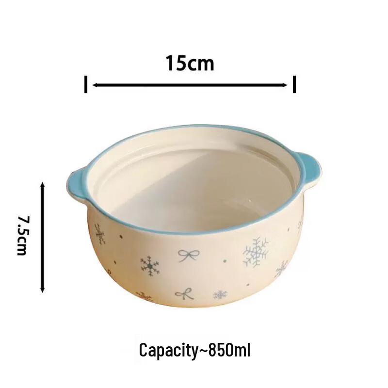 ZISIZ Nordic Ceramic Instant Noodle & Rice Bowl with Lid and Spoon Set