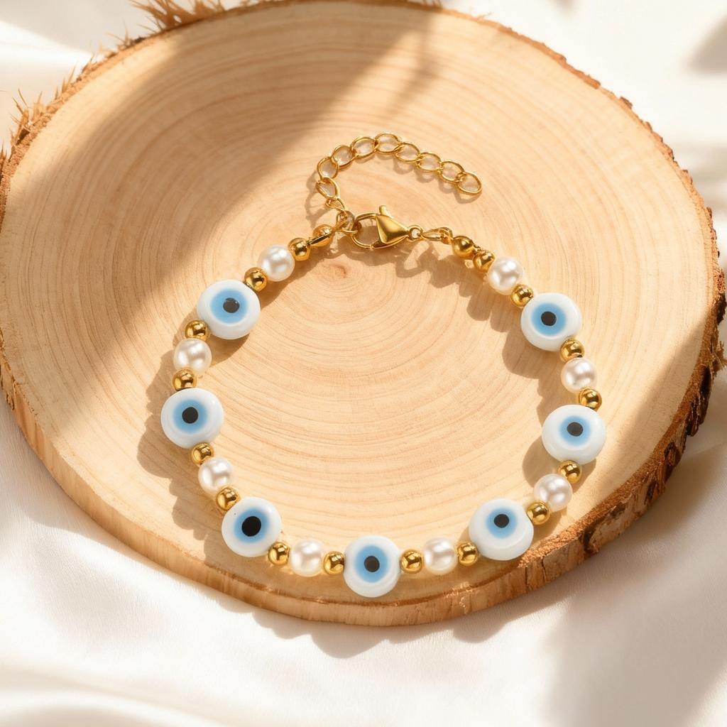 Stainless Steel Virgin Mary Bracelet for Women,Beads Chain Bracelets,Turkey Evil Eye Bracelet,Lucky Wealth Jewelry Gift
