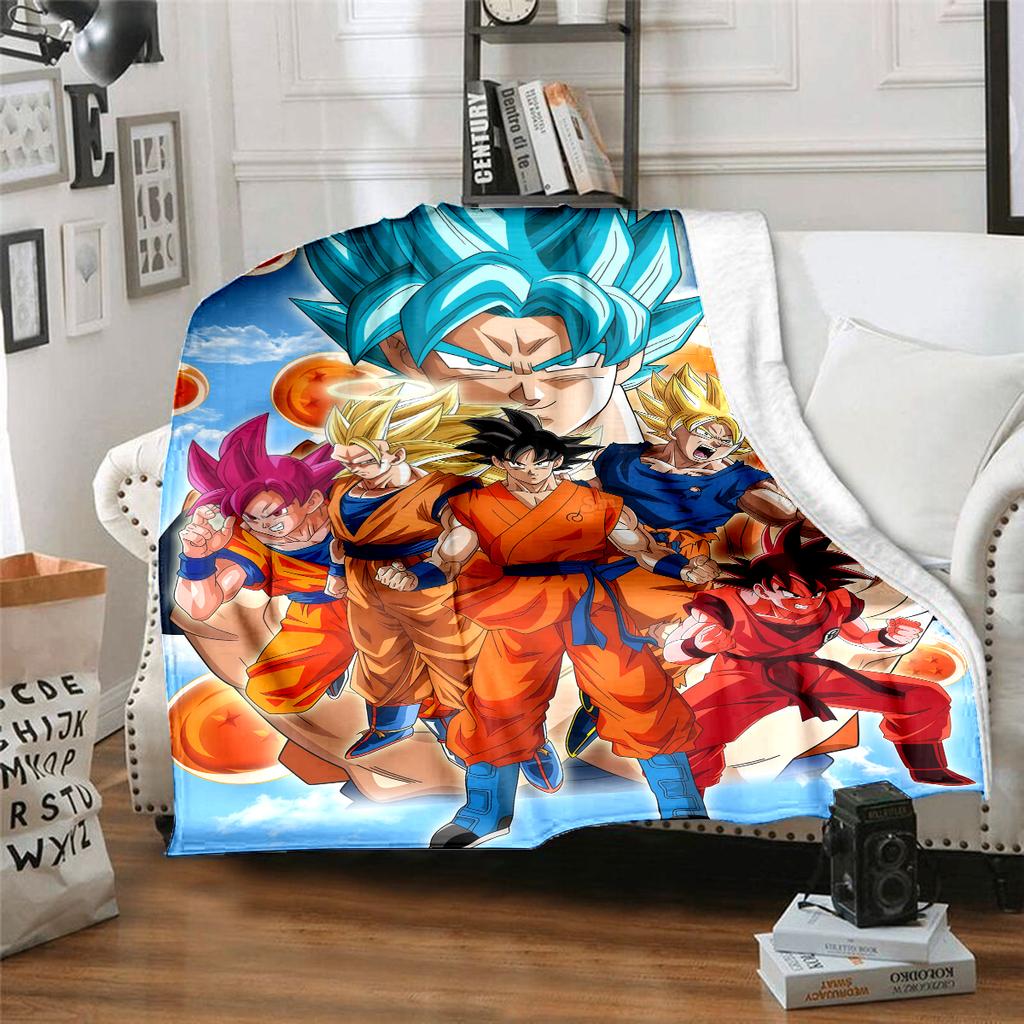 1pz Coperta in Flanella con Stampa Son Goku, Alta Qualità per Tutte le Stagioni, Decorazione per la Casa, Calore e Comfort, Perfetta per Regali di Natale