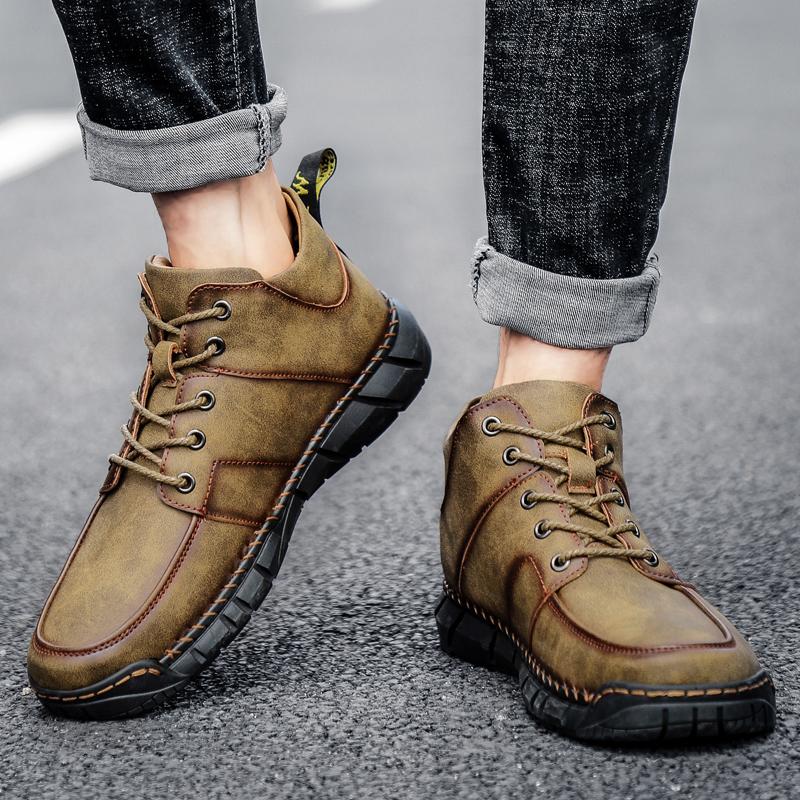 Newest Men'S Geunine Leather Suede Shoes Men Boots Fashion Mens Ankle Boots Casual Hiking Shoes Autumn Comfortable Outdoor Man Boot