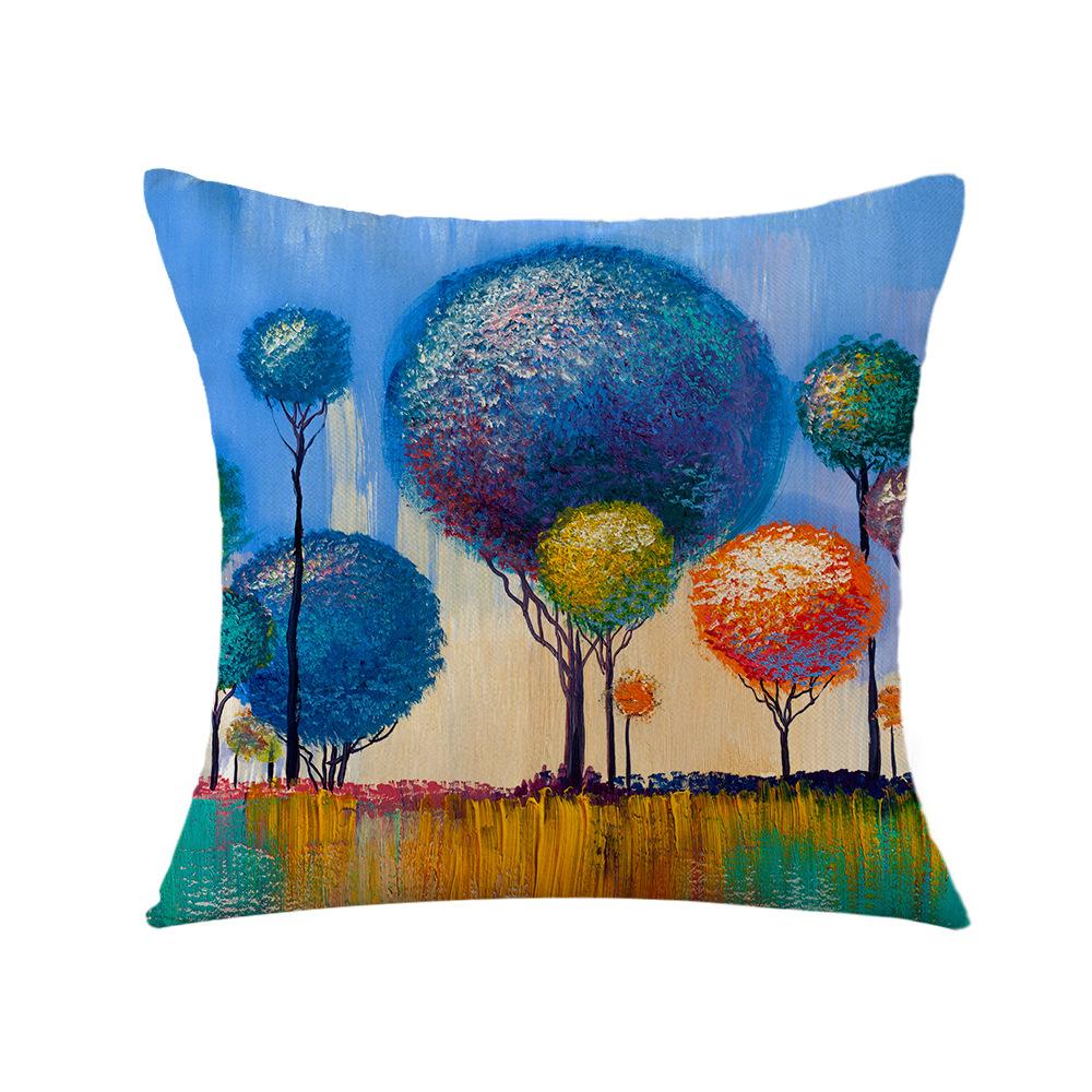 

Valentine s Day Pillow Printed Landscape Character Linen Short Plush Pillow Case Home Decoration Pillow Case 45 * 45Cm (excluding pillow core)