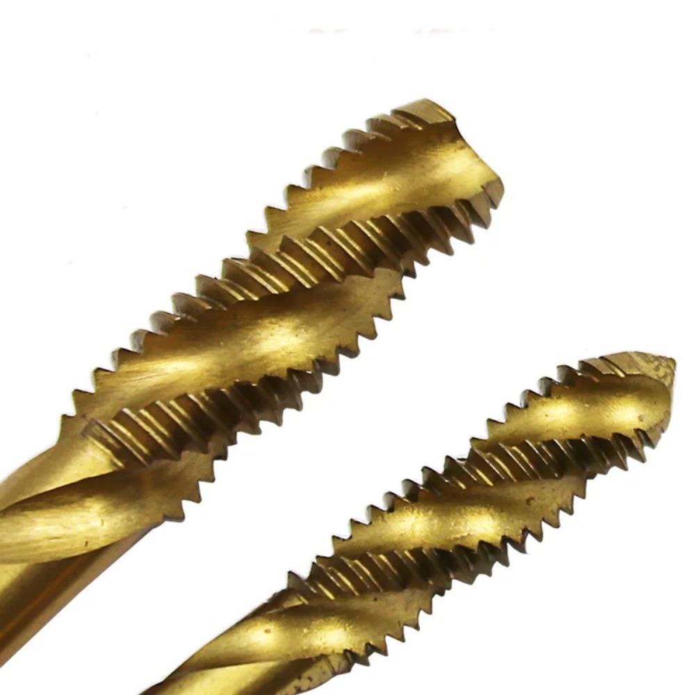 5pc Titanium Coated HSS Spiral Flute Screw Threading Taps Drill Tools For Machine Metals M3 M4 M5 M6 M8 Metric Hand Tool