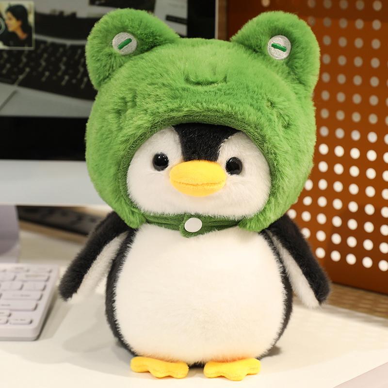 Liebliche verkleidete Pinguin-Stofftiere Abnehmbare Tierhut-Tragende Pinguin-Puppe Weicher flauschiger Kinderbegleiter Geburtstagsgeschenk 20cm