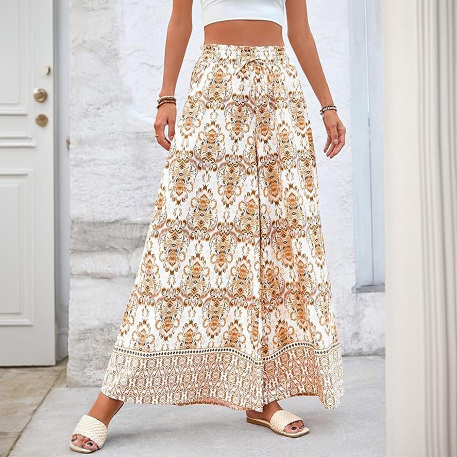 

Women s Casual Loose Spring And Summer Fashion Bohemian Printed Trousers XL жовтий