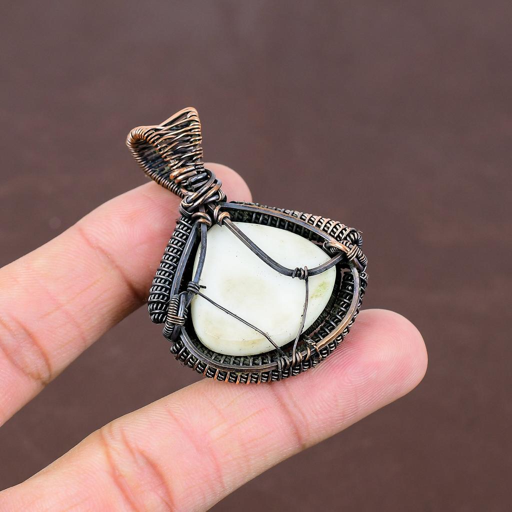 Natural Sage Amethyst Gemstone Handmade Copper Wire Wrap Pendant 2.17" m6g99