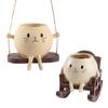 Creative Rocking Feline Planter Resin Swing Chair Design Decorative Flower Pot Fit for Modern Garden Weather Resistant