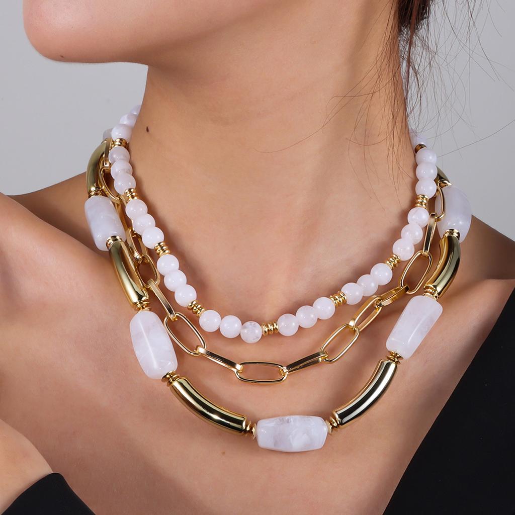 Collier Choker Bohème en Acrylique et Perles de Bambou pour Femmes Accessoires de Bijouterie Chunky