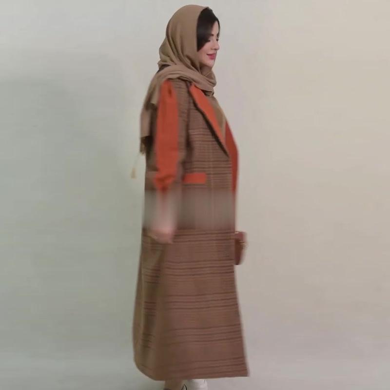 2024 Autumn Women's Fashion Versatile Two-Piece Dress & Coat Set with Turn-Down Collar